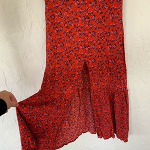 Boho high low button down maxi skirt